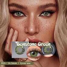 1 副彩色隐形眼镜 - 棕色、灰色、处方美容彩色隐形眼镜，适合日常使用万圣节服装角色扮演 - 綠色 - 查看 2