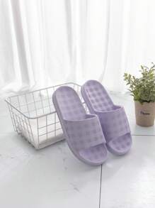 Purple Plaid Home Slippers, Women's Shower Slippers, Non-Slip EVA Material, Comfortable & Soft, Women & Couples Slippers - Mauve Purple - View 2