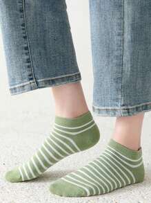 1/5/10 Pairs Women's Simple Striped Breathable Ankle Socks - Multicolor - View 7