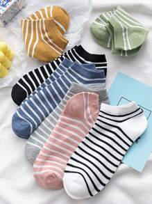 1/5/10 Pairs Women's Simple Striped Breathable Ankle Socks - Multicolor - View 4