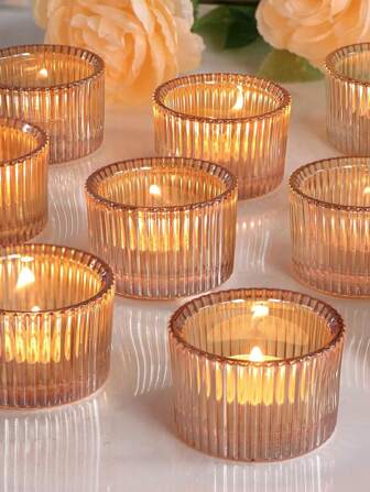 Ins Vertical Candle Cups Scandinavian Romantic Candlelight Dinner Household Candle Holders B&B Home Decor, Glass Vertical Cups Candle Holders Wedding Table Decorations Holiday Ambiance Small Candle Cups. Gifts Birthday Graduation