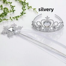 1 set d'accessoires Couronne et Baguette, Accessoires de Costume de Reine des Glaces, Convient pour les Fêtes et Représentations