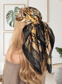 1 chiếc khăn vuông họa tiết Baroque cổ điển dành cho nữ, khăn lụa satin, khăn trùm đầu, quà tặng Ngày của Mẹ, thích hợp cho mùa xuân/hè, đi biển, đi nghỉ mát. - Nhiều màu - Xem 12
