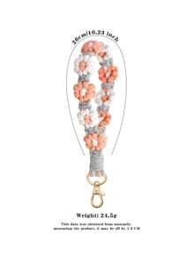 1pc Handmade Woven Floral Phone Lanyard & Key Chain Charm