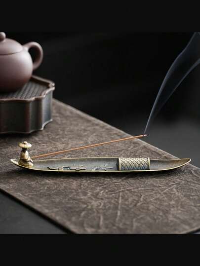 1 Queimador de incenso de pescador de metal vintage, queimador de incenso de decoração para casa, sândalo de ágar interno, queimador zen para aromaterapia e meditação - adequado para Páscoa e Ação de Graças