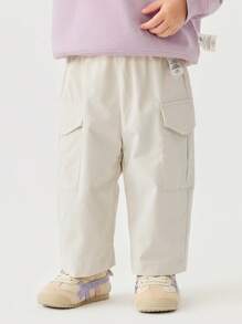 mini bala Baby Girl' Elastic Outdoor Cargo Pants, Stretchy Spring Trousers For Boys And Girls - Light Khaki - View 1