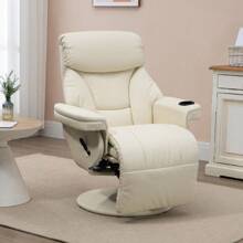 PU Leather Manual Recliner Armchair Lounge Chair With Cup Holder Pocket
