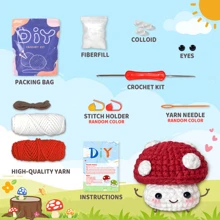 1pc Red Small Mushroom,Perfect For Beginners, Includes Step-By-Step Video Tutorial,Cute Woven Craft For Delicious Food And Gift-Giving Essentials(Accessories In Random Color)