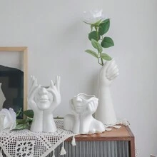 1 件艺术抽象人物花瓶装饰品 - 适用于家庭、酒店、餐厅桌面和入口装饰以及花卉和绿色植物的水培，可用于所有季节、家居装饰、梳妆台、花瓶、中心装饰、桌面装饰 - 新抽象花瓶 - 查看 3