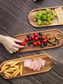 1pc Customized Wooden Tray - Elegant Design Perfect For Coffee Table Desserts, Cakes And Snacks | Ideal Choice For Restaurants And Kitchens,Delicate Romance,Chic Design - Wood Color - View 4