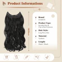FESHFEN Invisible Hair Extensions Secret Wire Hair Extensions Synthetic Adjustable Curly Hair Extensions Long Wavy Secret Hair Pieces For Women 18/20 Inch - 黑色 - 查看 5