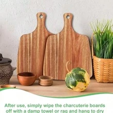 1 pezzo Tagliere per formaggi, vassoio da portata, tagliere quadrato, vassoio per frutta/verdura, utilizzabile su entrambi i lati, vassoio in legno decorativo per preparare i pasti - Marrone ruggine - Visualizzare 6