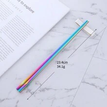 1 Pair Custom Personalized Monochrome Iridescent Lettering Stainless Steel Chopsticks, Convenient For Travel, Gatherings, No Storage Case Only Chopsticks,Multi-Functional,Durable,Ornamental,Reusable,Adorable,High-Quality,Cute,Modern,Custom,Personalized,Unique,Office,School,Home