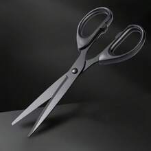 1pc Black Stainless Steel Scissors - Sharp, Non-Stick, Scissors Suitable For Fabric, Sewing, Home, Kitchen And Office Use - Durable Tailor Scissors With Comfortable Grip, Rust-Proof, Battery-Free - Black - View 5