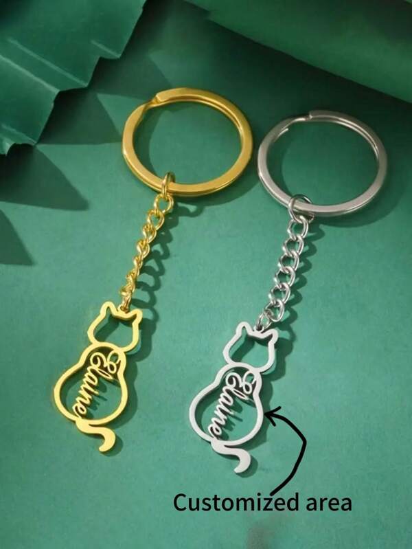 1 pièce Porte-clés en acier inoxydable personnalisé avec nom personnalisé, thème d'animal de bande dessinée, accessoire élégant et tendance, convient pour la décoration, cadeau d'anniversaire