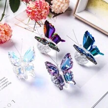 1 Piece Exquisite Multicolor Crystal Butterfly Figurine Colorful Butterfly Figurine With Crystal Ball Base, Small Glass Butterfly Statue Gifts For Women Men, Cute Animal Ornament Collectible For Home Office Decoration Ideal Gift For Christmas, Mother's Day, Father's Day, Valentine's & Weddings Birthday Graduation