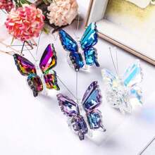 1 Piece Exquisite Multicolor Crystal Butterfly Figurine Colorful Butterfly Figurine With Crystal Ball Base, Small Glass Butterfly Statue Gifts For Women Men, Cute Animal Ornament Collectible For Home Office Decoration Ideal Gift For Christmas, Mother's Day, Father's Day, Valentine's & Weddings Birthday Graduation