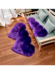 1 pieza Alfombra con forma de corazón de pelo alto y esponjoso, con pelo de 6 cm de largo, apta para sala de estar, comedor, dormitorio, habitación de adolescentes, guardería, disponible en múltiples colores y estilos