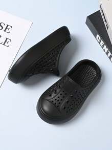 1 Pair Children Non-Slip Solid Color Thick Sole Open-Toe Sandals, Summer - Black - View 5