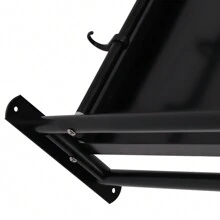 Ofen Wandhalterung für Küche mit 6 Mobile Haken Dicke Edelstahl Mikrowelle Halter Küchenregal - Schwarz - Übersicht 6