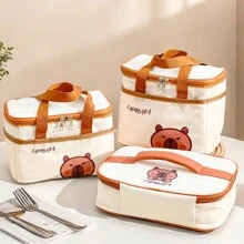 WORTHBUY Tragbare Lunchbox mit großer Kapazität und Capybara-Motiv, süßes Cartoon-Muster, isolierte Thermolunchbox, wasserdicht & staubdicht, Lebensmittelbehälter, wiederverwendbare Kühltasche, Picknick-Tasche, geeignet für Schüler & Erwachsene in Schule, Büro, Camping, Picknick, Reisen