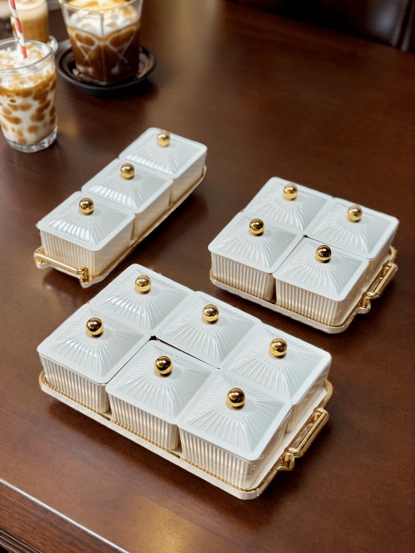 1 Set New Fashion Design Sealed Lid Candy Box, Home Storage Container For Candies, Nuts, Snacks, Cookies - White - View 1
