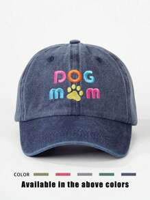 1pc Embroidered "DOG MOM" Washed Baseball Cap, Adjustable Outdoor Sun Hat For Spring, Autumn, Travel, Beach, Suitable For Y2K Youth Style - Baseball Cap - View 5
