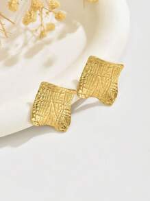 VceTd 一对时尚几何不锈钢耳钉，适合都市职业女性通勤佩戴 - FYD6068 - 查看 5