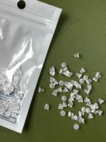 Approx. 100pcs Women's Transparent Plastic Stud Earring Covers, For Everyday Wear - Clear - View 2