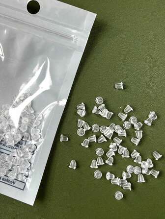 Approx. 100pcs Women's Transparent Plastic Stud Earring Covers, For Everyday Wear