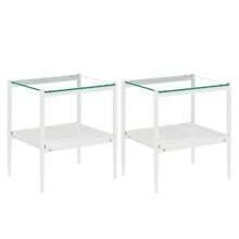 Set Of 2 Rectangle End Table, Tempered Glass Tabletop With MDF Layer, Modern Table For Living Room , Transparent Glass - Transparent + Tempered Glass-1 - View 8