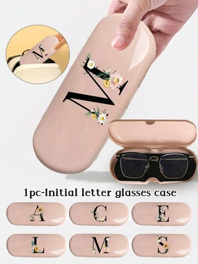 1个奶油色/莫奈风格纯色眼镜盒，设计新颖简约，方便便携，具有防水防尘功能