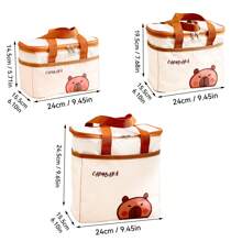 1pc Portable Large Capacity Capybara Insulated Lunch Bag, Cute Cartoon Pattern Thermal Lunch Box Bag, Waterproof & Dustproof Food Container Storage Bag, Reusable Cooler Bag, Picnic Bag, Suitable For Student And Adult Use In Home, School, Dorm, Office, Outdoor Camping, Picnic, Travel, Back To School