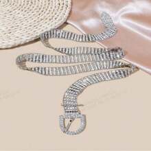 1 pièce Ceinture de taille avec cristaux pour femme, ceinture polyvalente entièrement cloutée de strass, convient aux robes, jeans, Noël, fête sur la plage, Halloween, ceinture de taille style chaîne Y2K, convient aux jeans, robes, pantalons, argent, mariage, printemps/été/automne/hiver