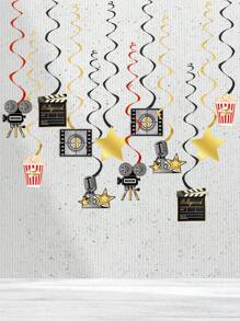 12 pièces Pendentif spirale thème cinéma, convient pour la décoration de fête d'anniversaire thème cinéma, cadeau d'anniversaire, décoration suspendue d'anniversaire, pendentif spirale d'anniversaire, faveurs de fête, décoration de fête à thème jeu, décoration de chambre, décoration d'intérieur - soirée cinéma - Voir 5