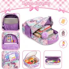 3 件可爱亮片背包，适合女孩，带午餐袋和铅笔盒，适合小学（是或否）
