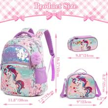 3 件可爱亮片背包，适合女孩，带午餐袋和铅笔盒，适合小学（是或否）