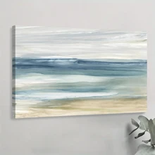 1pc Framed Canvas Poster, Ocean Breeze Wall Art Canvas Paintings, Ideal Gift For Bedroom Living Room Corridor, Wall Art, Wall Decor, Winter Decor, Room Decoration - 彩色 - 查看 1