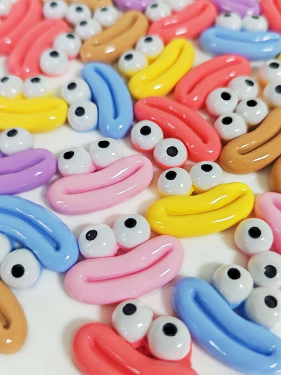 10/30/50pcs Random Mixed Funny Sausage Mouth Shiny Resin Cabochons, DIY Hairpin Headband Decor,Phone Case Accessories - Regular - View 1