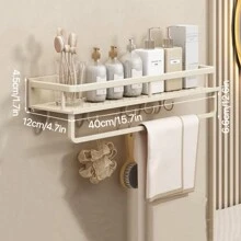 1 件浴室置物架，壁挂式免钻毛巾架收纳架，适用于浴室/阳台/厨房，多功能家用收纳架家居浴室装饰浴室收纳架秋季装饰返校