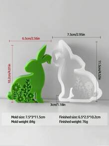 1 pieza Molde de silueta de conejo de Pascua, molde de decoración de vela hecha a mano con diseño de animal, para hacer velas perfumadas, yeso, manualidades de decoración del hogar, decoraciones DIY - Blanco - Ver 11