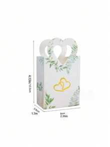 10pcs Heart-Shaped Tote Bags, Gold Foil Green Leaf & Heart Cutout Gift ...