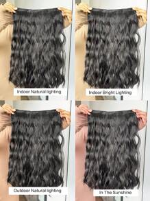 5 Clip In Hair Extensions Synthetic Black Color 18 Inch Long Natural Wave Wavy Synthetic Hairpiece - Black - View 9