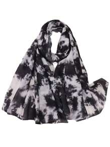 1pc Women's Bohemian Star & Moon Pattern Soft & Elegant Black Headscarf, Breathable Sun Protection, Suitable For Daily Abaya Robe Wear And Festive Formal Attire,Beach,Holiday,Travel Essential,Holiday - Black and White - View 4