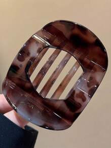 1 件几何图案休闲优雅 ABS 塑料发爪夹，超大简约发髻配饰，豹纹女士款，适合所有季节日常佩戴 - 彩色 - 查看 9