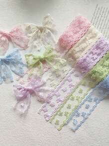 1 pieza de cinta de encaje de poliéster color marfil, perfecta para accesorios para el cabello DIY, envolver ramos y manualidades de decoración de bodas - Multicolor - Ver 1