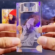 1pc Personalized Photo 3d Crystal Ball , Customized 3d Holographic Photo Etched Inside The Crystal, With Your Own Photo - Multicolor - View 3