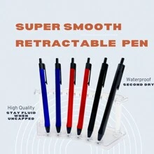 6pcs Push-Button Triangular Medium-Point Ballpoint Pen Set, Black/Blue/Red, Neutral Pens, Learning & Office Supplies, 0.5mm Ballpoint, Student, School, Office Stationery (6pcs Pens + 20pcs Extra Smooth Refills)