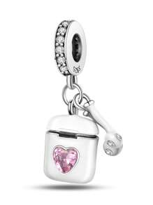 Silver Plated Charm Headphone Toothbrush Perfume Bear Cake Comb Cross Pink Series Chain Charm Pendant Ball Suitable For Bracelets DIY Women's Jewelry - Multicolor - View 17