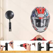 Metal Wall Mounted Motorcycle Motorbike Helmet Holder Motorsports Rack Hat Clothes Display Hanger - Black - View 9